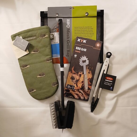 Oxo Other - 5 Pc BBQ Bundle: Grill Scraper; Grill Brush; OXO Tongs; Mesh Grill Bag; Oven Mit